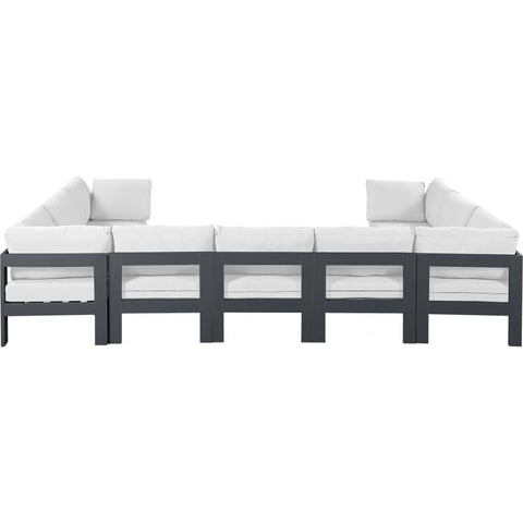 Meridian Furniture Nizuc Outdoor Patio Grey Aluminum Modular Sectional 9C - White - Outdoor Furniture