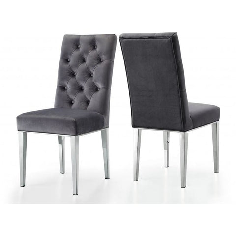 Meridian Furniture Juno Navy Velvet Dining Chair-Set of 2 - Grey - Dining Chairs