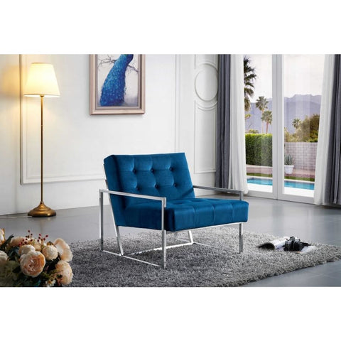Meridian Furniture Alexis Velvet Accent Chair - Blue - Chairs