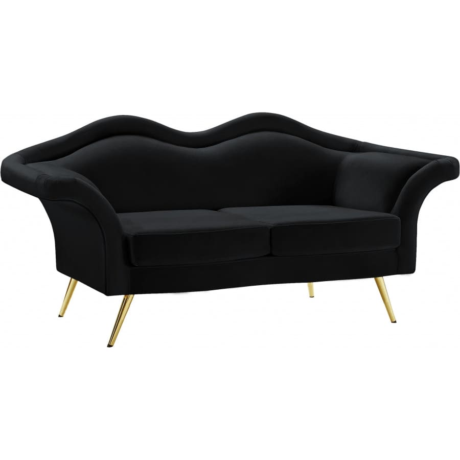 Meridian Furniture Lips Velvet Loveseat - Black - Loveseats