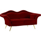 Meridian Furniture Lips Velvet Loveseat - Red - Loveseats