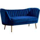 Meridian Furniture Margo Velvet Loveseat - Blue - Loveseats