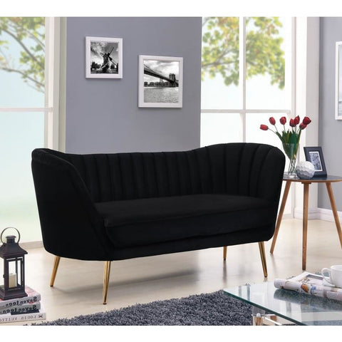 Meridian Furniture Margo Velvet Loveseat - Black - Loveseats