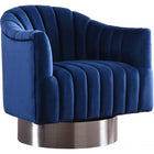 Meridian Furniture Farrah Chrome Velvet Chair - Blue - Chairs