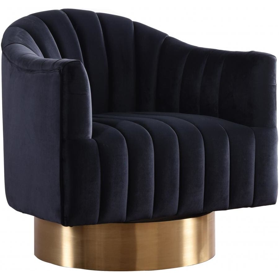 Meridian Furniture Farrah Gold Velvet Chair - Black - Chairs