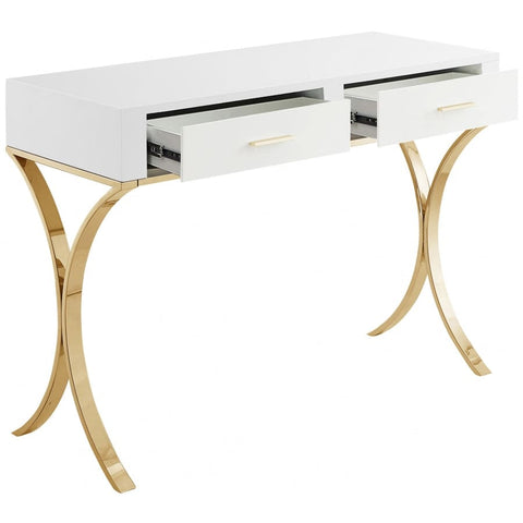 Meridian Furniture Monroe Vanity | Desk | Console Table - Gold - Desks