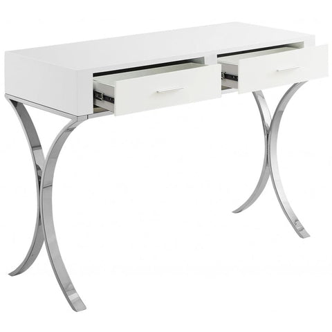 Meridian Furniture Monroe Vanity | Desk | Console Table - Silver - Desks