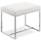 Meridian Furniture Monroe Faux Leather Ottoman | Stool - Silver - Stools