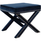 Meridian Furniture Nixon Velvet Ottoman / Bench - Blue - Ottomans