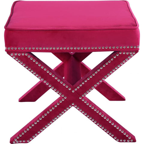 Meridian Furniture Nixon Velvet Ottoman / Bench - Pink - Ottomans