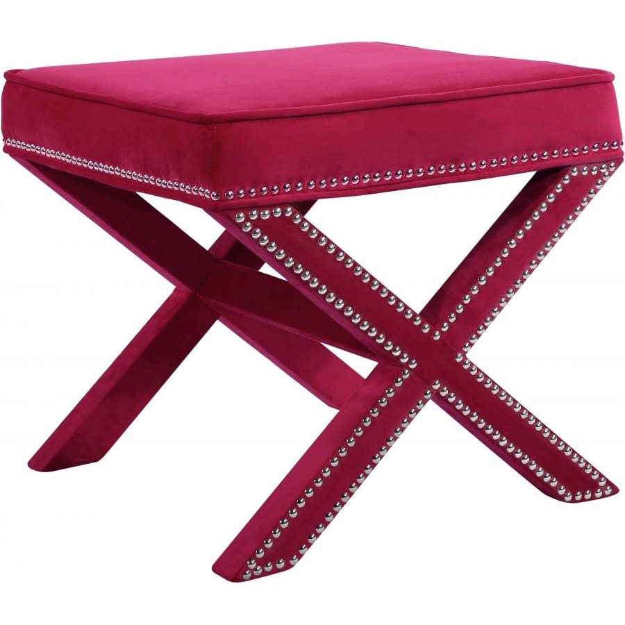 Meridian Furniture Nixon Velvet Ottoman / Bench - Pink - Ottomans