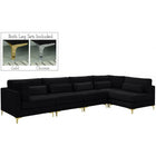 Meridian Furniture Julia Velvet Modular Sectional 5D - Black - Sofas