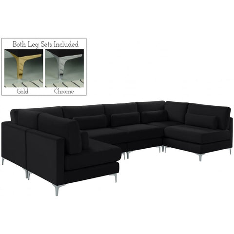 Meridian Furniture Julia Velvet Modular Sectional 6C - Black - Sofas