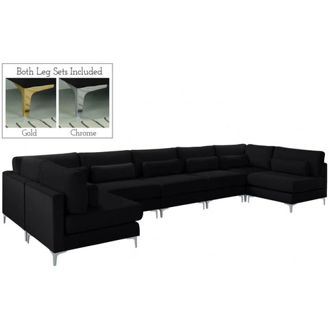 Meridian Furniture Julia Velvet Modular Sectional 7B - Black - Sofas
