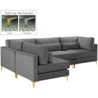 Meridian Furniture Julia Velvet Modular Sectional 4B - Grey - Sofas