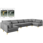 Meridian Furniture Julia Velvet Modular Sectional 7B - Grey - Sofas