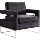Meridian Furniture Silver Noah Velvet Accent Chair - Grey - Chairs