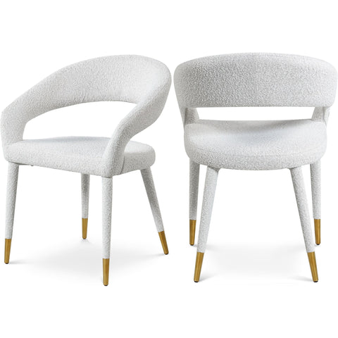 Meridian Furniture Destiny Boucle Fabric Dining Chair - Cream - Dining Chairs