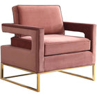 Meridian Furniture Gold Noah Velvet Accent Chair - Pink - Chairs