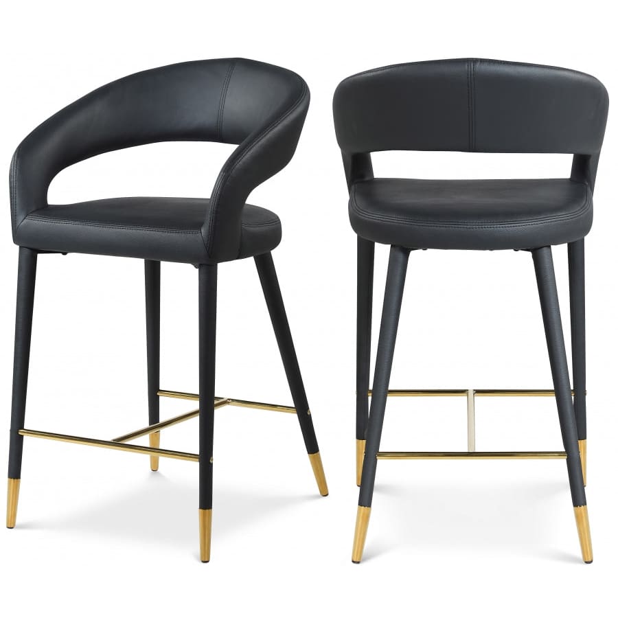 Meridian Furniture Destiny Faux Leather Stool - Black - Stools