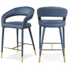 Meridian Furniture Destiny Faux Leather Stool - Navy - Stools