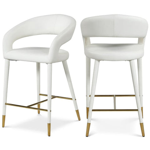 Meridian Furniture Destiny Faux Leather Stool - White - Stools