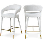 Meridian Furniture Destiny Boucle Fabric Stool - Cream - Stools