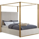 Meridian Furniture Jones Velvet King Bed - Cream - Bedroom Beds