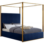 Meridian Furniture Jones Velvet Queen Bed - Navy - Bedroom Beds