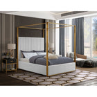 Meridian Jones Jones Faux Leather Queen Bed - White - Bedroom Beds