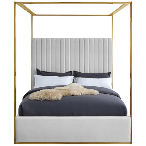 Meridian Furniture Jones Faux Leather King Bed - White - Bedroom Beds