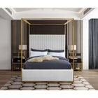 Meridian Jones Jones Faux Leather Queen Bed - White - Bedroom Beds