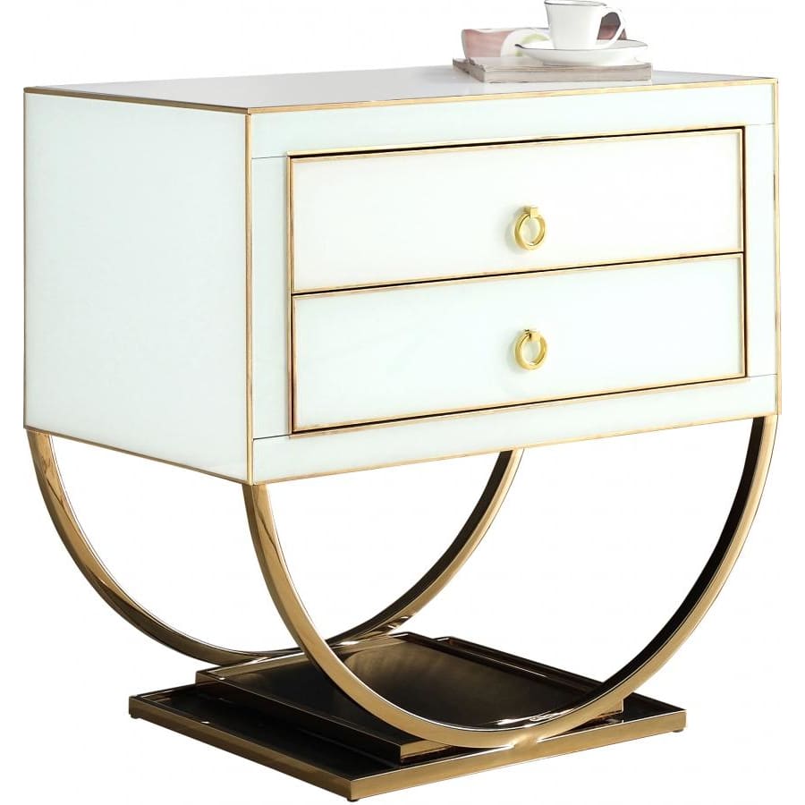 Meridian Furniture Gold Alyssa Side Table - White and Gold - Other Tables