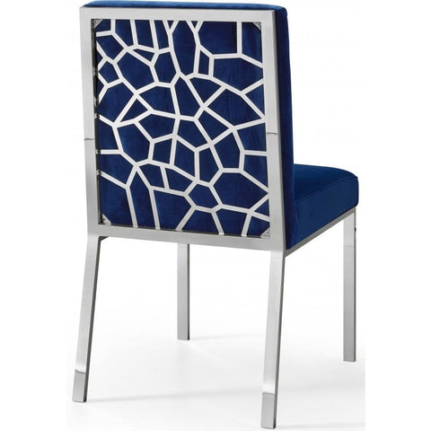 Meridian Furniture Silver Opal Velvet Dining Chair-Set of 2 - Navy - Dining Chairs
