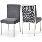 Meridian Furniture Silver Opal Velvet Dining Chair-Set of 2 - Grey - Dining Chairs