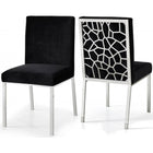 Meridian Furniture Silver Opal Velvet Dining Chair-Set of 2 - Black - Dining Chairs