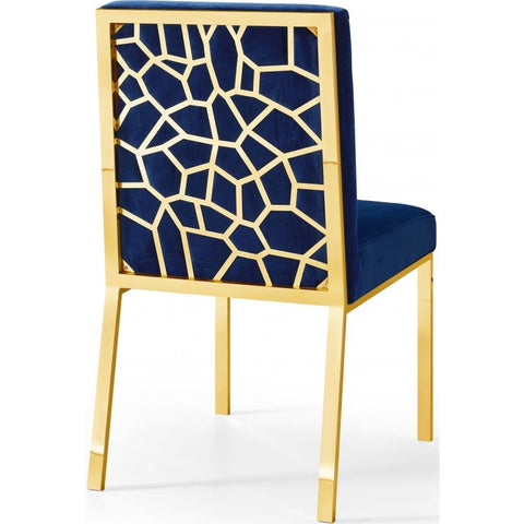 Meridian Furniture Gold Opal Velvet Dining Chair-Set of 2 - Navy - Dining Chairs