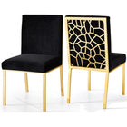 Meridian Furniture Gold Opal Velvet Dining Chair-Set of 2 - Black - Dining Chairs