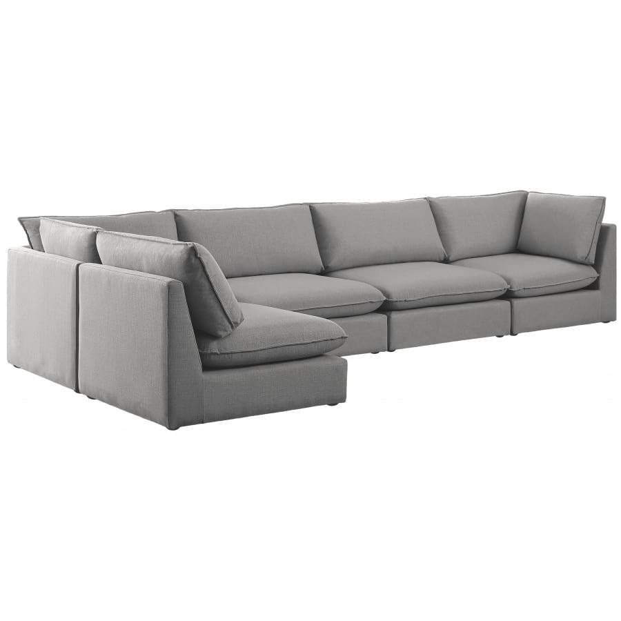 Meridian Furniture Mackenzie Linen Modular Sectional 5A - Grey - Sofas