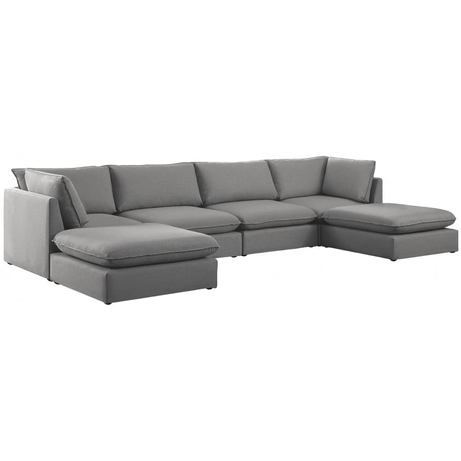 Meridian Furniture Mackenzie Linen Modular Sectional 6B - Grey - Sofas