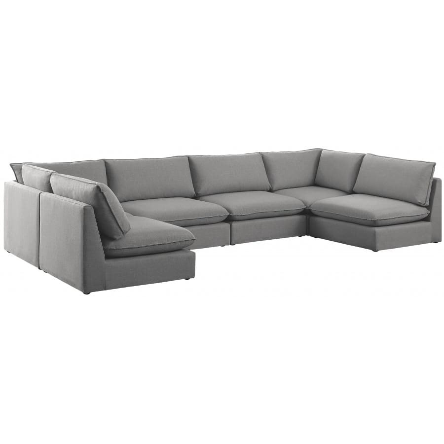 Meridian Furniture Mackenzie Linen Modular Sectional 6C - Grey - Sofas