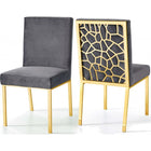 Meridian Furniture Gold Opal Velvet Dining Chair-Set of 2 - Grey - Dining Chairs