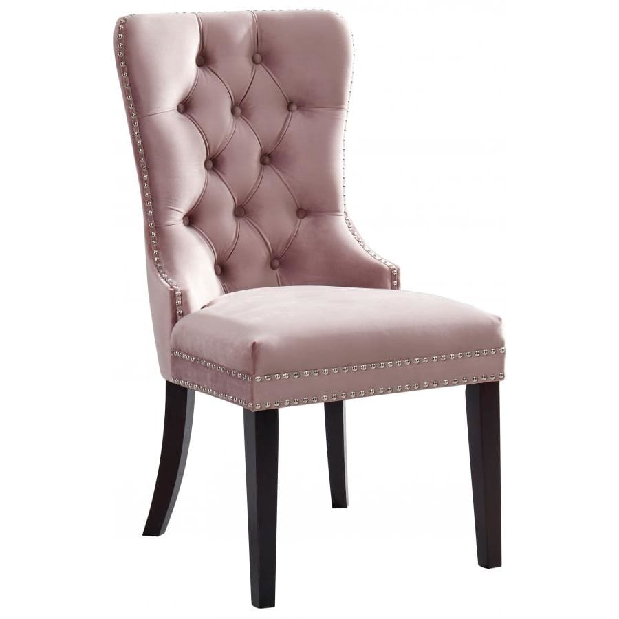 Meridian Furniture Nikki Velvet Dining Chair-Set of 2 - Pink - Dining Chairs