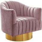 Meridian Furniture Farrah Gold Velvet Chair - Pink - Chairs