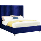 Meridian Furniture Candace Velvet Queen Bed - Navy - Bedroom Beds