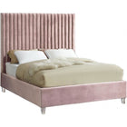 Meridian Furniture Candace Velvet Queen Bed - Pink - Bedroom Beds