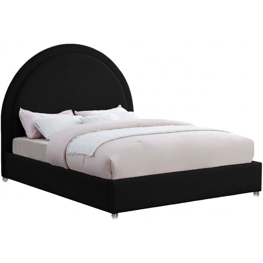 Meridian Furniture Milo Boucle Fabric Queen Bed - Black - Bedroom Beds