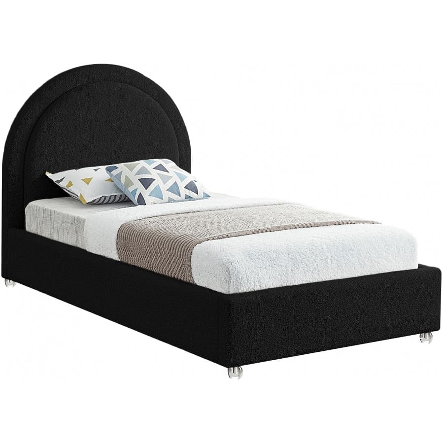 Meridian Furniture Milo Boucle Fabric Twin Bed - Black - Bedroom Beds