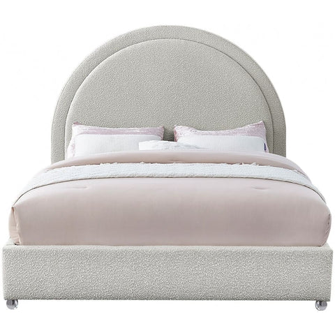 Meridian Furniture Milo Boucle Fabric Queen Bed - Cream - Bedroom Beds