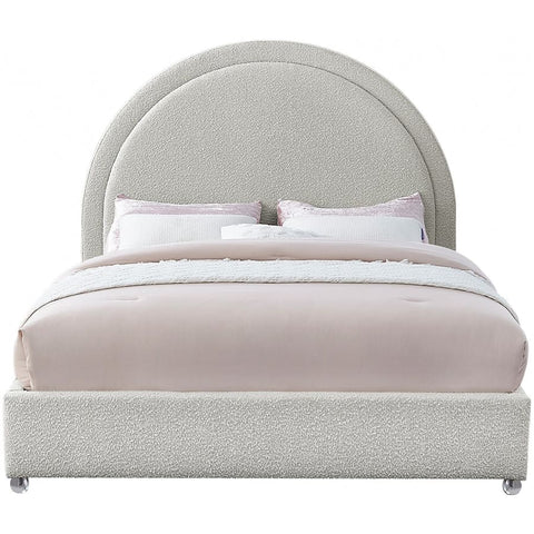 Meridian Furniture Milo Boucle Fabric King Bed - Cream - Bedroom Beds